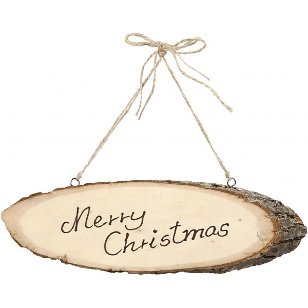 Plaque de porte - plaque en bois dcoupe en angle avec bord en corce