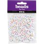 Perles lettres - Blanc/couleurs mlanges - 7 mm - env.