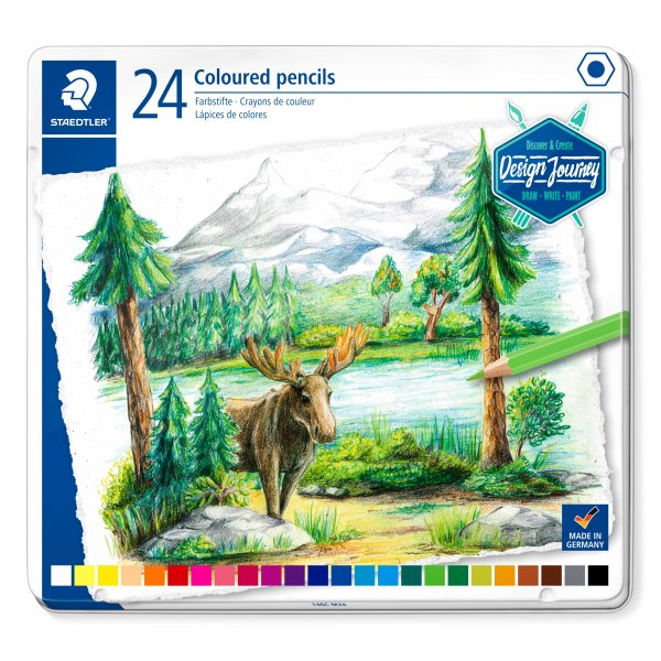 Design Journey Crayons de couleur dans une bote - 24 crayons