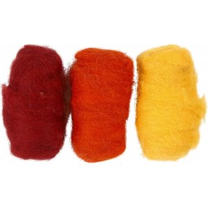 Laine cardée - harmonie jaune/terre cuite - 3 x 10 g Laine cardée - harmonie jaune/terre cuite - 3 x 10 g