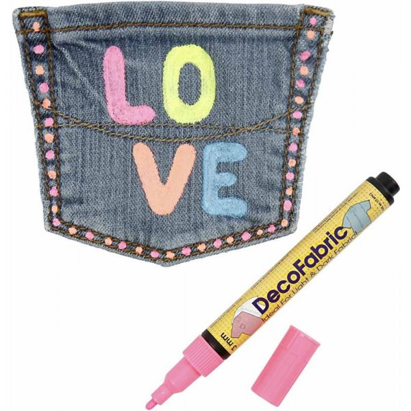 Stylos textile dco - 3 mm - couleurs fluo - 6 pcs