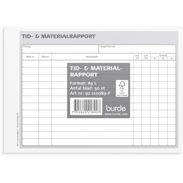 Rapport de temps et de matriel - A5L