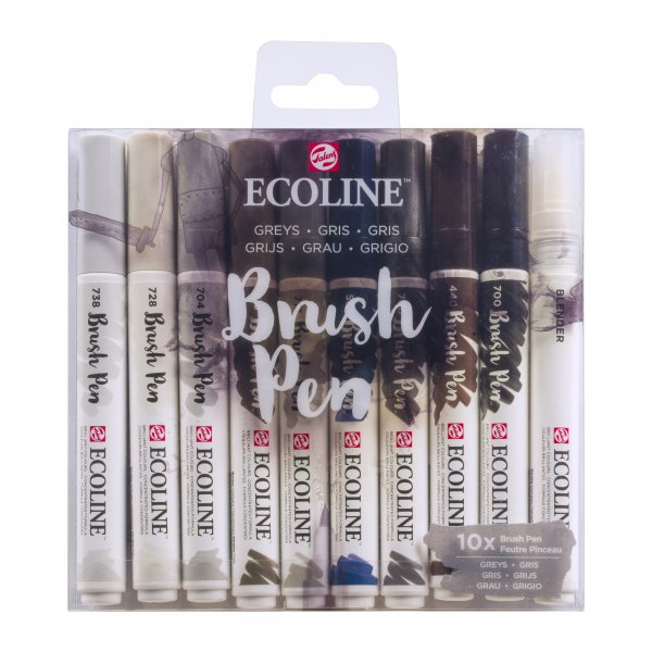 Ecoline Brush Pen, paquet de 10 - Gris