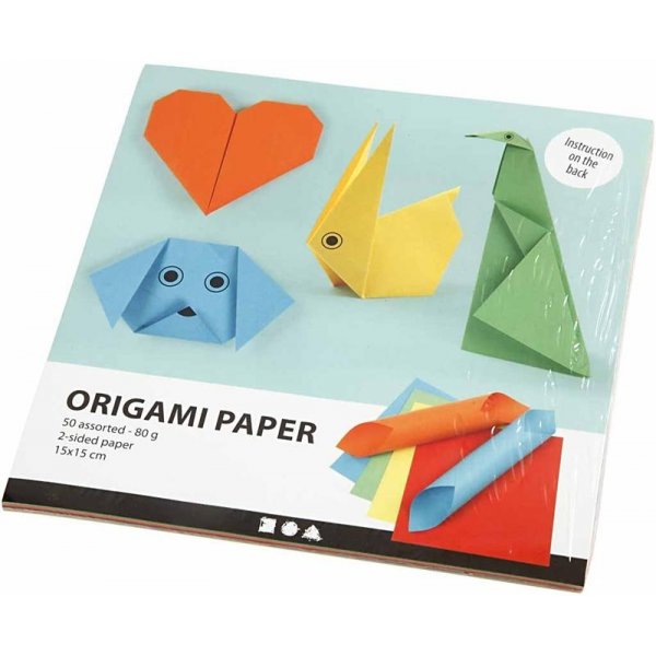 Papier origami - couleurs mlanges - 15 x 15 cm - 5 x 10 feuilles