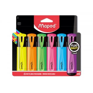 Surligneurs - Maped - Pochette néon pack de 6 Surligneurs - Maped - Pochette néon pack de 6