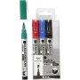 Marqueur pour verre et porcelaine - noir - bleu - vert - rouge - semi opaque - 1-2 mm - 4 pcs
