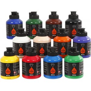 Pigment Art School - couleurs standards - semi-brillant - 12 x 500 ml Pigment Art School - couleurs standards - semi-brillant - 12 x 500 ml