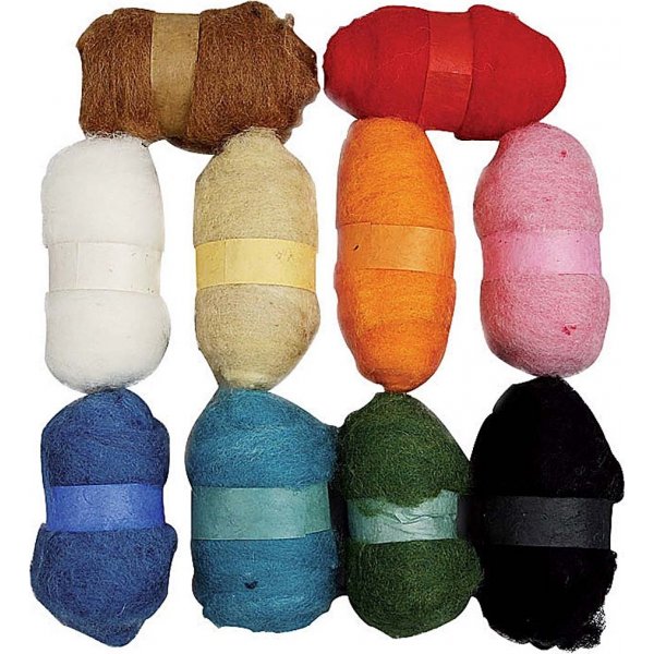 Laine carde - couleurs mlanges - 10 x 25 g