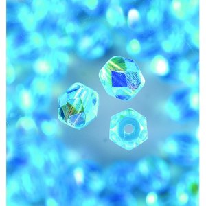 Perles de verre à facettes - aqua - rondes, chatoyantes Perles de verre à facettes - aqua - rondes, chatoyantes