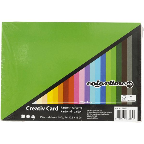 Carton Cratif - couleurs mlanges - A6 - 300 pcs