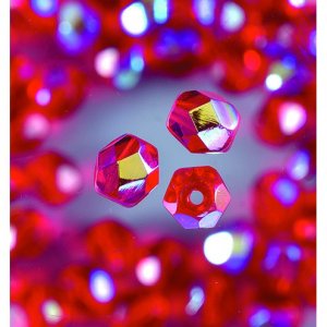 Perles de verre à facettes - rouges - rondes, chatoyantes Perles de verre à facettes - rouges - rondes, chatoyantes