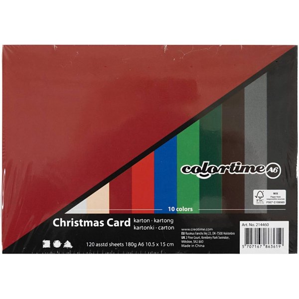Carton de Nol - couleurs mlanges - A6 - 120 feuilles