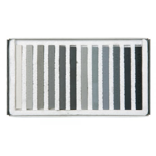 Crayons pastel Cretacolor niveaux de gris - 12 crayons