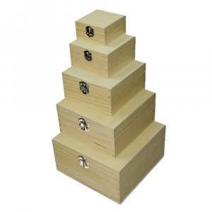 Coffret en bois 19 x 19 x 10 cm - non traité 5 pièces Coffret en bois 19 x 19 x 10 cm - non traité 5 pièces