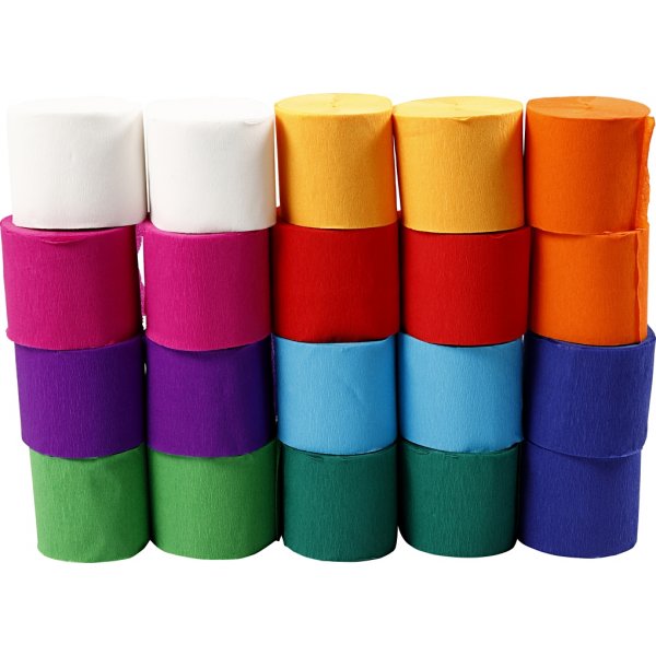 Rouleaux de papier crpon - couleurs mlanges - 20 rouleaux