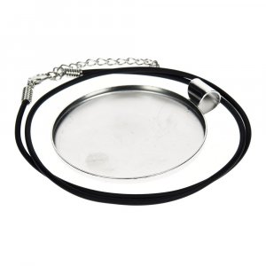 Pendentif pour mosaïque 49 mm - rond argenté, bande noire Pendentif pour mosaïque 49 mm - rond argenté, bande noire