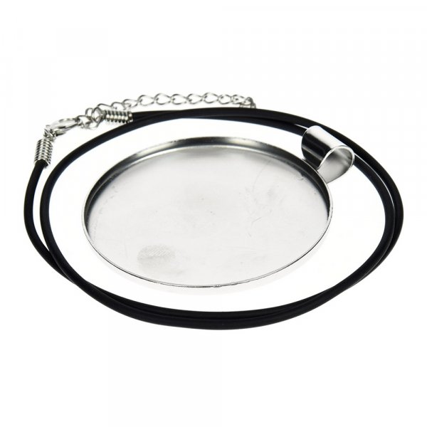 Pendentif pour mosaque 49 mm - rond argent, bande noire