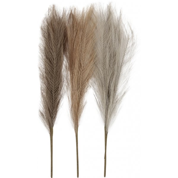 Herbe de la pampa - ivoire - marron clair - gris clair - 3 pcs