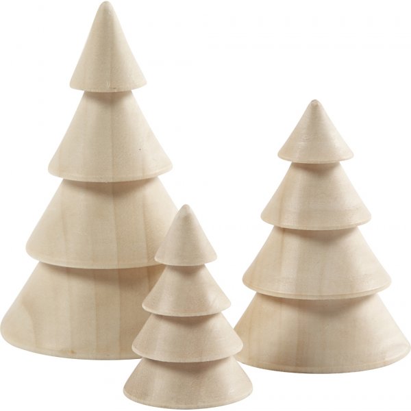 Sapins de Nol en bois - 3 pcs