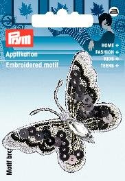 Etiquette en tissu Papillon noir/blanc Etiquette en tissu Papillon noir/blanc