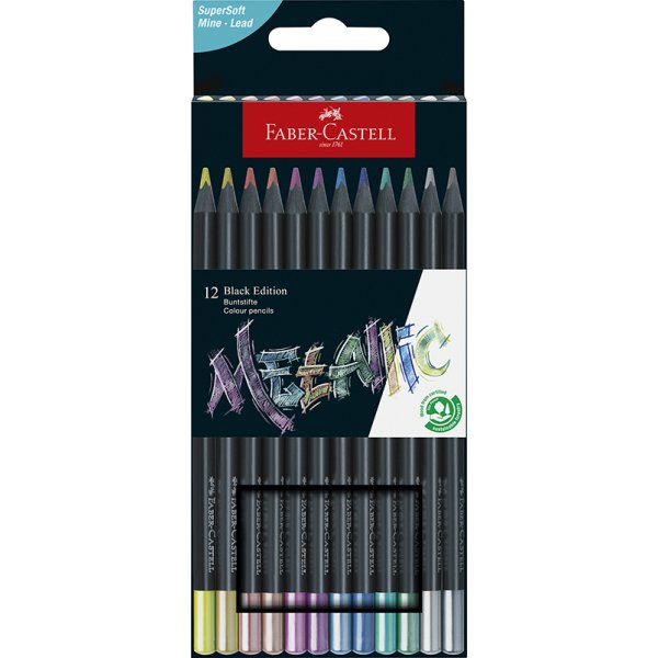 Set de crayons de couleur - Faber-Castell - Redline Black Edition - Mtallis