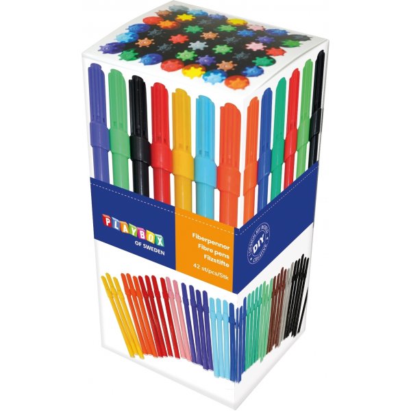 Stylos  fibres - diffrentes couleurs - troits - 42 pcs