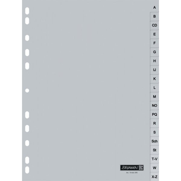 Index pour classeur  anneaux - Plastique A4 - 20 onglets