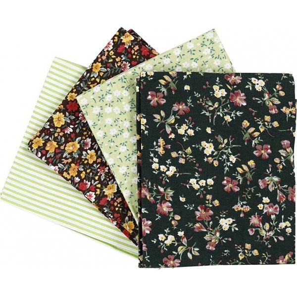 Tissu patchwork - vert - 4 pcs