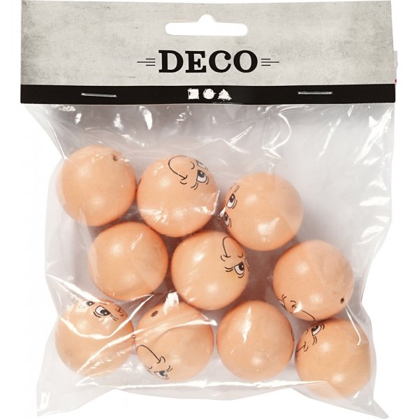 Faces en bois - 30 mm - ivoire - 10 pcs