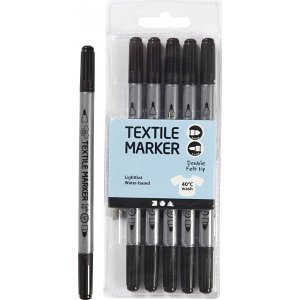 Marqueurs textiles - noirs - 6 pcs Marqueurs textiles - noirs - 6 pcs