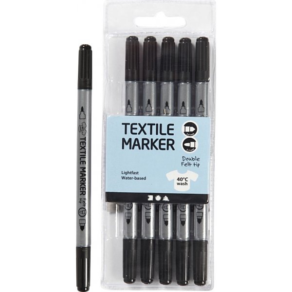 Marqueurs textiles - noirs - 6 pcs