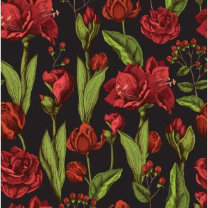 Jersey à motifs Amaryllis - Noir Jersey à motifs Amaryllis - Noir