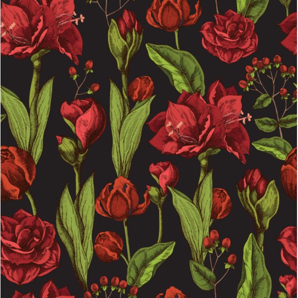 Jersey à motifs Amaryllis - Noir Jersey à motifs Amaryllis - Noir