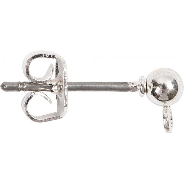 Clous d'oreilles avec boucle et boule - plaqu argent - 10 pcs