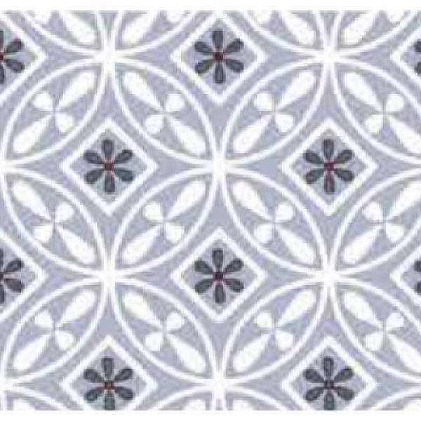 Toile cire lgance carrelage marocain gris/blanc