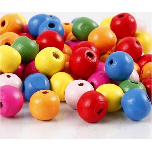 Perles en bois - Ø10 mm - couleurs mélangées - 500 g Perles en bois - Ø10 mm - couleurs mélangées - 500 g