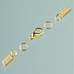 Dispositifs de verrouillage pour lanières de cuir ø 2 mm - plaqué or (montage à ressort) Dispositifs de verrouillage pour lanières de cuir ø 2 mm - plaqué or (montage à ressort)
