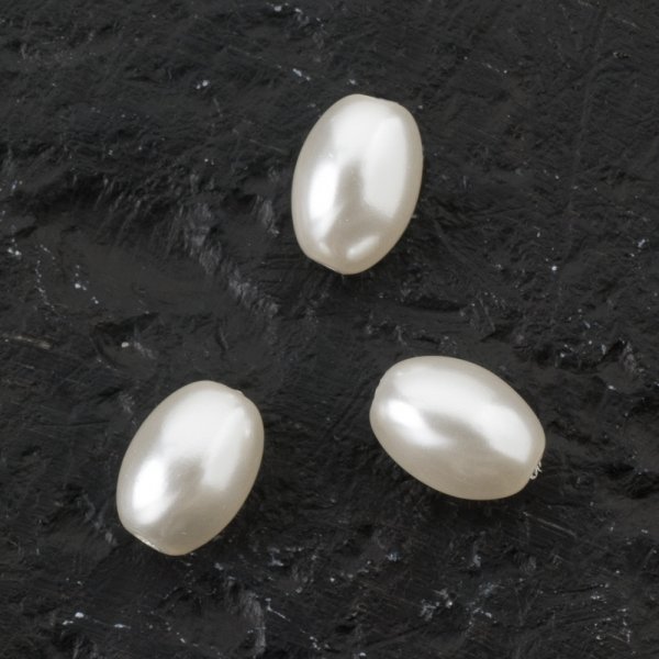 Perles de cire en verre Rond 8x6 mm Blanc - 16 pcs