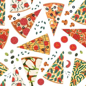 Jersey à motifs 150 cm - Pizza Blanc Jersey à motifs 150 cm - Pizza Blanc