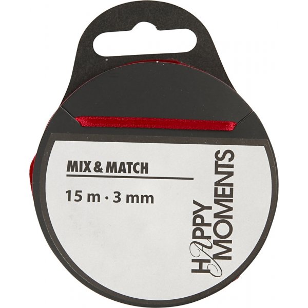 Ruban satin - bordeaux - B3 mm - 15 m Ruban satin - bordeaux - B3 mm - 15 m