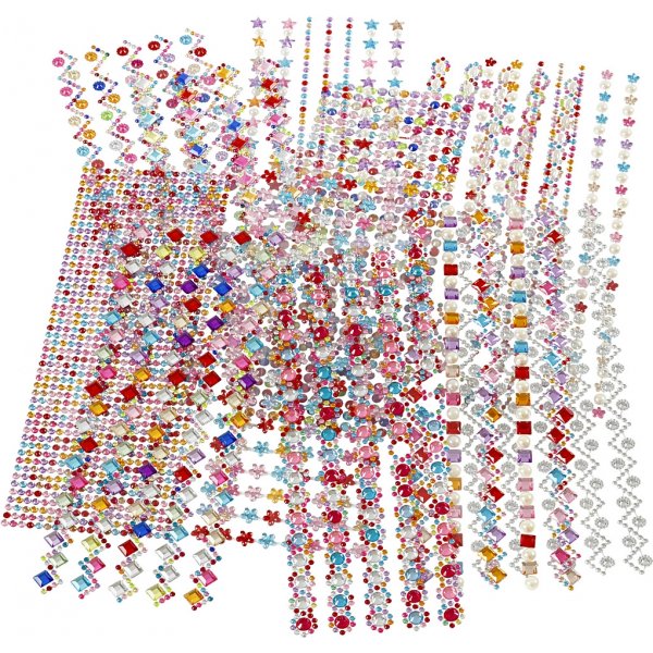 Strass - Ø2-10 mm - 27 x 9 cm, 12 feuilles, Le contenu peut varier Strass - Ø2-10 mm - 27 x 9 cm, 12 feuilles, Le contenu peut varier