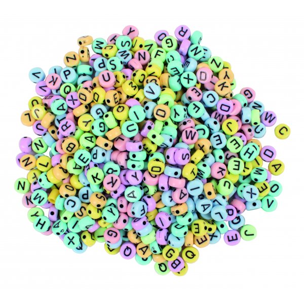 Perles lettres pastel 6,5 x - 6,5 mm - 750 pcs