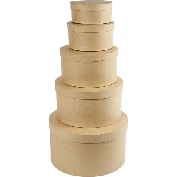Boîtes à chapeaux rondes - 5 pcs
