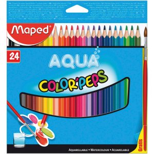 Coffret crayons de couleur - Maped - Color'peps Aqua 24 crayons + pinceau Coffret crayons de couleur - Maped - Color'peps Aqua 24 crayons + pinceau
