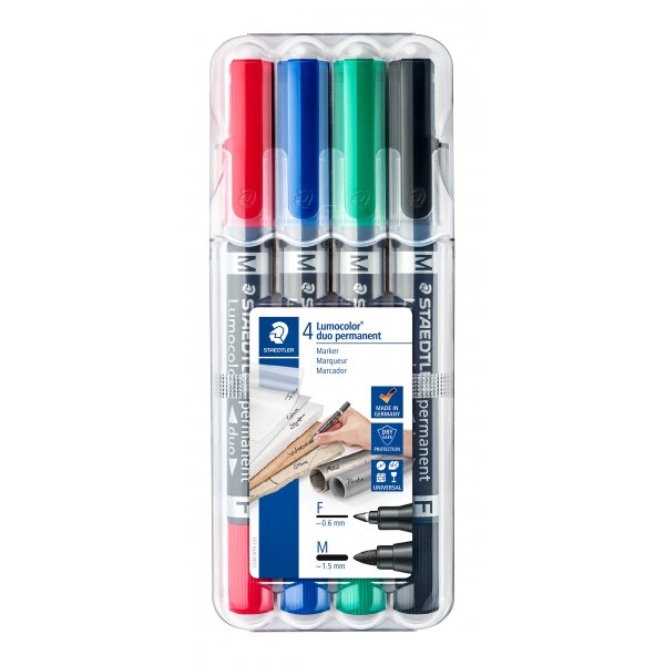 Marqueur permanent Lumocolor Duo FM - 4 Stylos