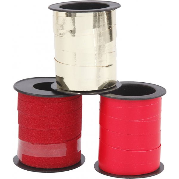 Cordon cadeau - or - rouge - rouge - 3 x 15 m