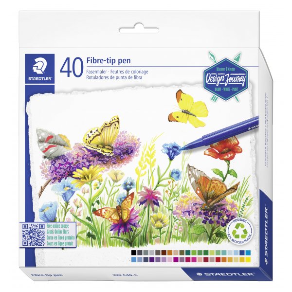 Stylos à pointe fibre Triplus Color en étui 1mm - 40 stylos Stylos à pointe fibre Triplus Color en étui 1mm - 40 stylos